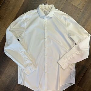 Calvin Klein Infinite Non-Iron Slim Tall Stretch Collar White Shirt 17 36/37